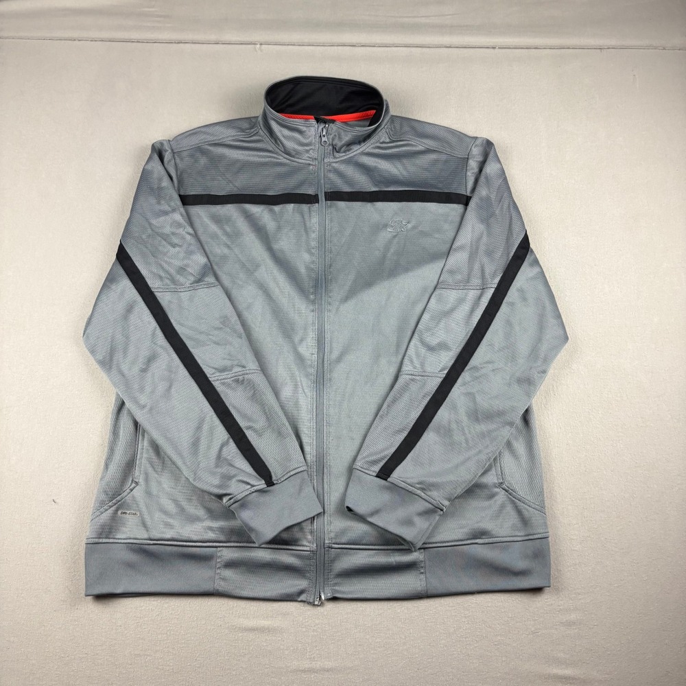 Starter Mens DRI-STAR Track Jacket Grey Black Full Zip Athletic Warm Up Large